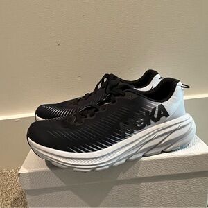 Hoka Black and White Athletic Shoes with Cushioned Midsole